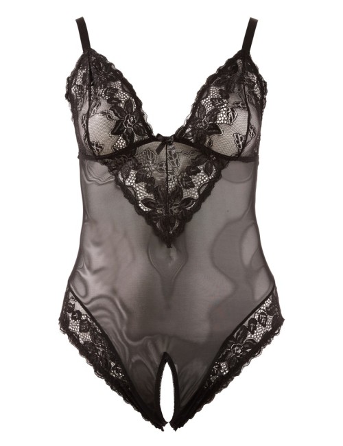 Body Ouvert Noir Powernet Dentelle Grande Taille Cottelli CURVES