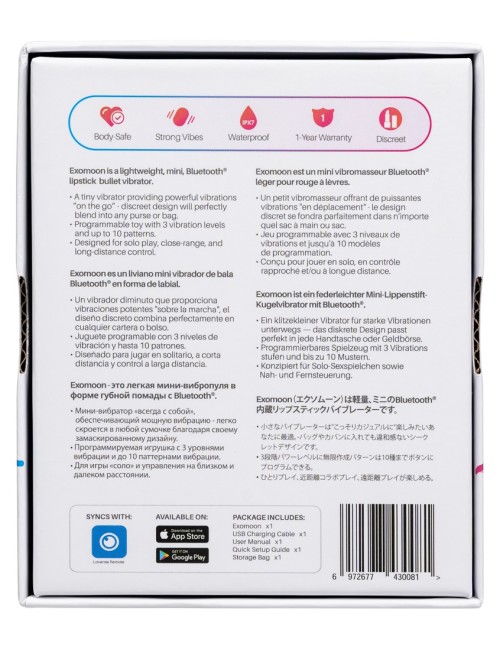 Exomoon Mini Vibromasseur Rouge à Lèvres Connecté - Lovense