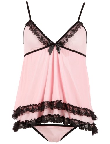 Nuisette Doublée Rose Dentelle Florale & String Cottelli Lingerie
