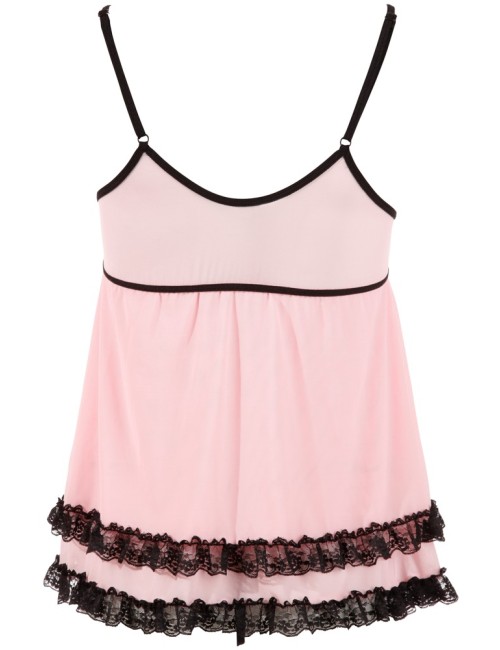 Nuisette doublée rose avec dentelle florale et string Cottelli LINGERIE