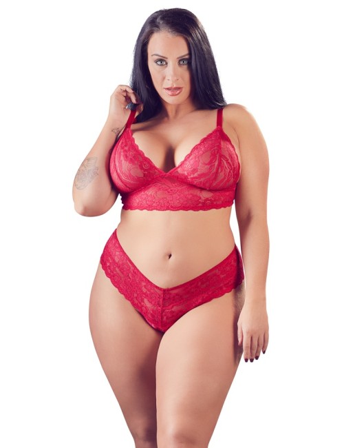 Soutien-Gorge et Culotte Dentelle Rouge Cottelli Curves | Lingerie Grande Taille