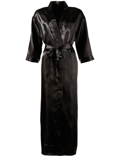 Kimono long en satin noir Cottelli LINGERIE