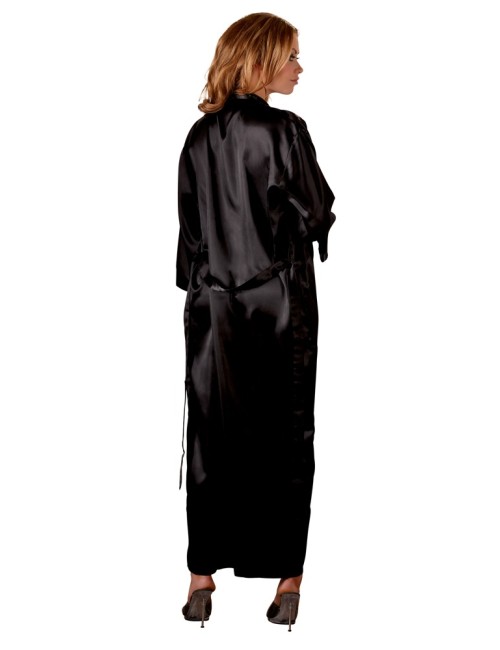 Kimono long en satin noir Cottelli LINGERIE