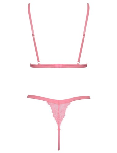 Ensemble lingerie rose fluo sans armatures Cottelli FANTASY | Roselyse Lingerie