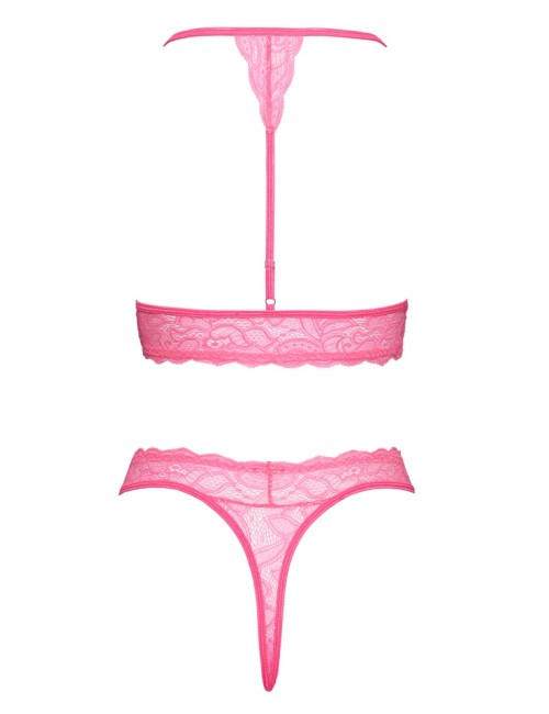 Ensemble lingerie en dentelle rose fluo - Cottelli FANTASY