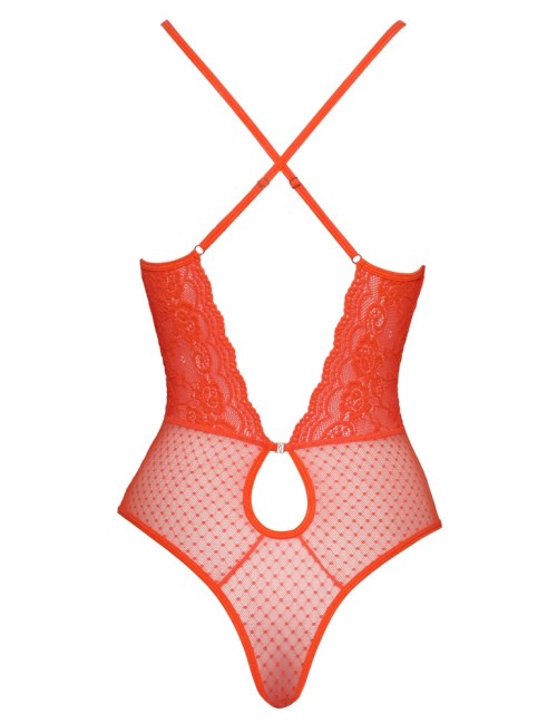 Body en dentelle corail néon Cottelli FANTASY
