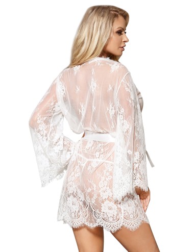 Kimono sexy en dentelle transparente et string