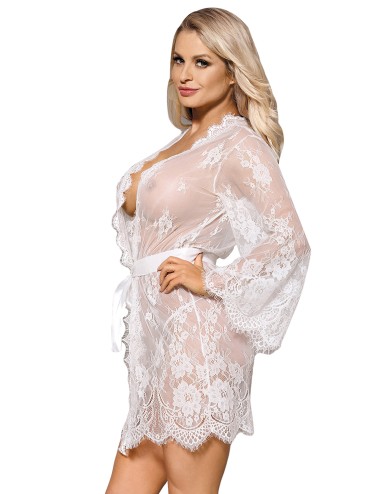 Kimono sexy en dentelle transparente et string