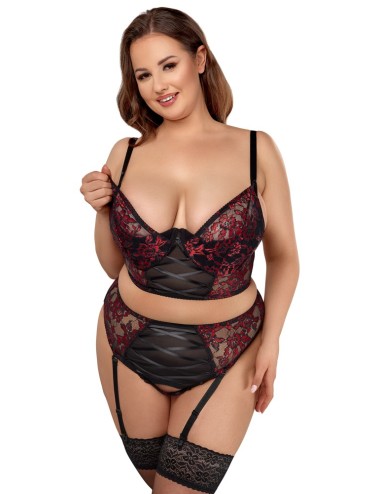 Ensemble Longline & Porte-Jarretelles Cottelli CURVES Noir | Grande Taille