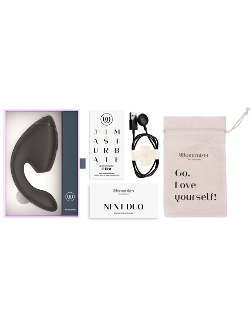 WOMANIZER NEXT DUO NOIR – STIMULATEUR CLITORIEN & G-SPOT HAUT DE GAMME