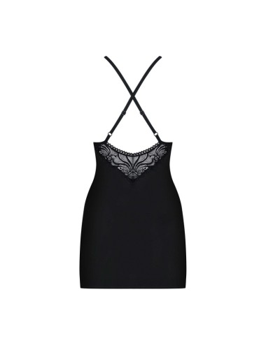 828-CHE-1 Nuisette et String - Noir