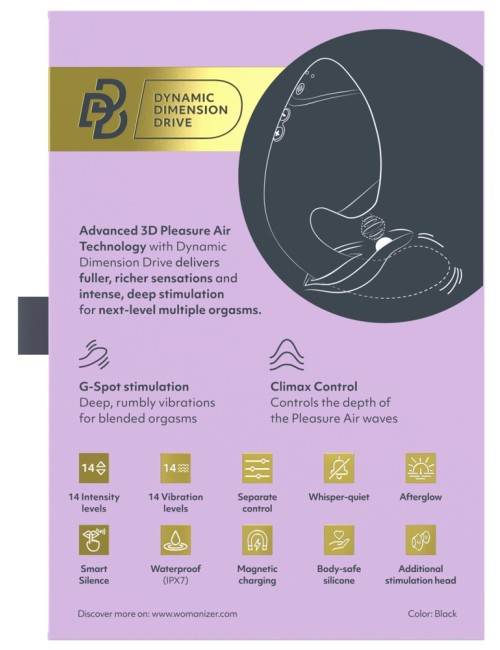 WOMANIZER NEXT DUO NOIR – STIMULATEUR CLITORIEN & G-SPOT HAUT DE GAMME