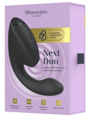 WOMANIZER NEXT DUO NOIR – STIMULATEUR CLITORIEN & G-SPOT HAUT DE GAMME