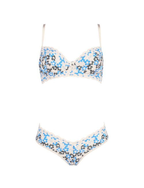 Ensemble lingerie Avanua Bluebella bleu blanc noir en dentelle florale