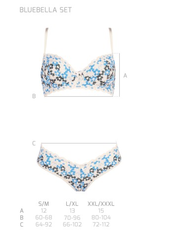 Ensemble lingerie Avanua Bluebella dentelle florale bleu blanc noir