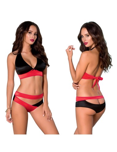 Ensemble lingerie Avanua Harper rouge noir soutien-gorge culotte