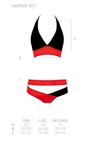 Ensemble lingerie Avanua Harper rouge noir soutien-gorge culotte