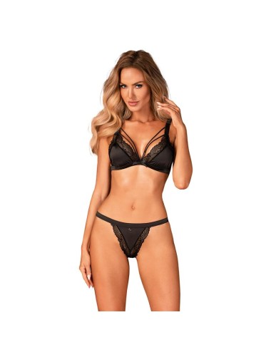 Ensemble lingerie noir Eloissa 2 pièces avec soutien-gorge plongeant