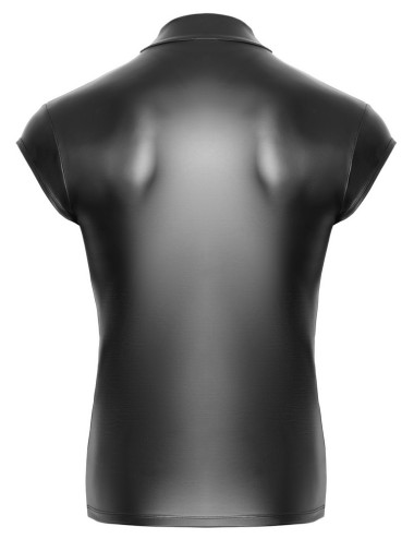 Chemise Noire Col Montant et Découpe V Nek | Roselyse Lingerie