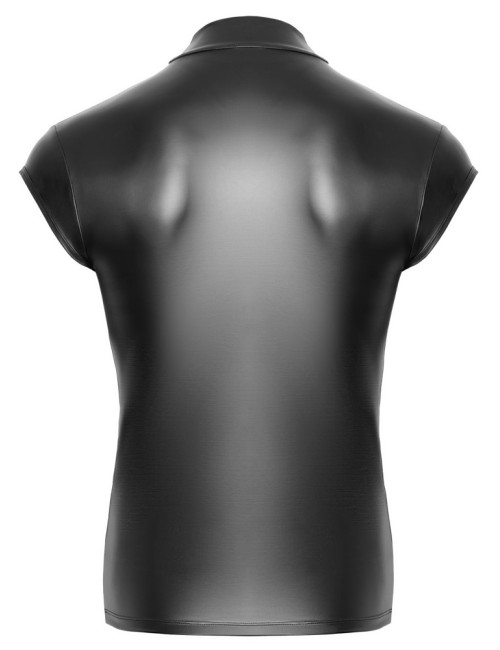 Chemise Noire Col Montant et Découpe V Nek