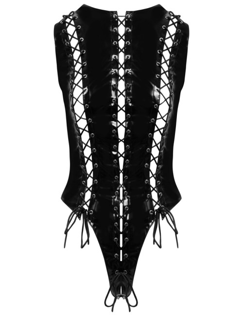 Body en vinyle noir brillant avec laçages ajustables Black Level