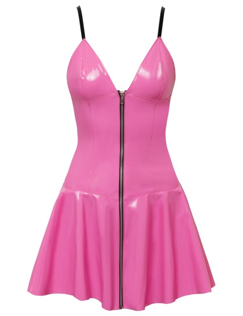 Robe en vinyle brillante avec fermeture éclair argentée Black Level