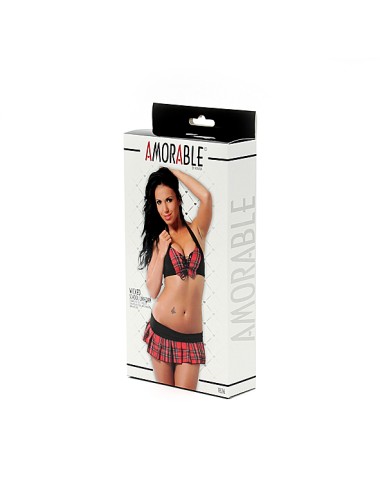 Costume Écolière Sexy 2 Pièces Rimba Noir & Rouge