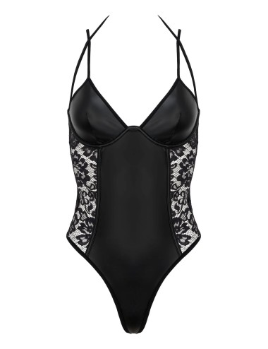 Body Noir Wetlook & Dentelle Kotek – Élégance Sensuelle | Roselyse Lingerie