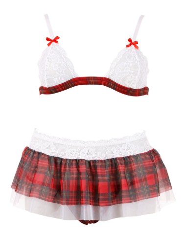 Set Lingerie Écolière Rouge Cottelli – Dentelle & Jupe Sexy