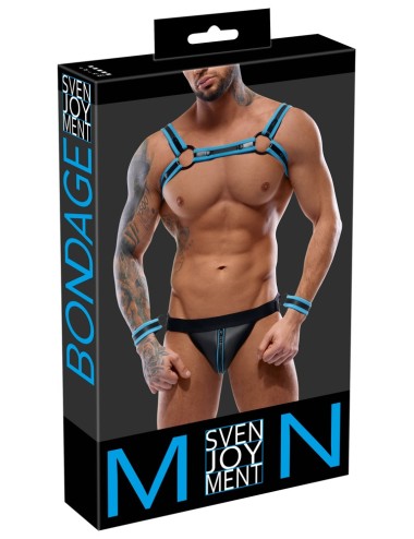 Ensemble bondage Svenjoyment néoprène noir et bleu