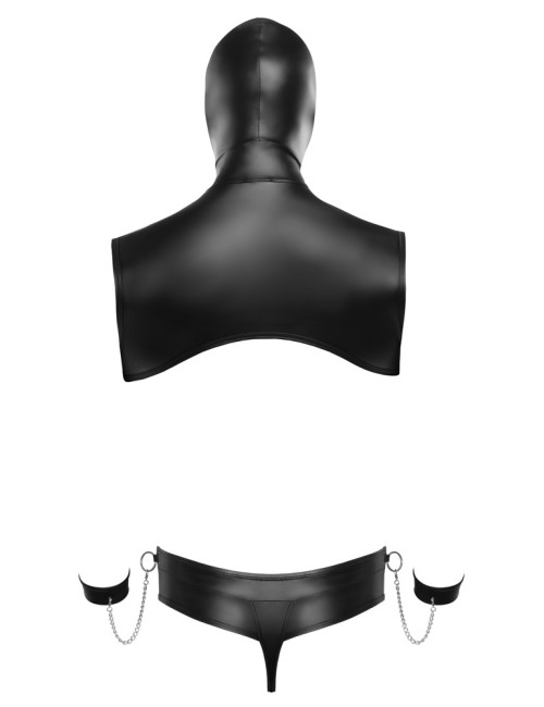 Ensemble bondage Svenjoyment noir avec capuche et accessoires