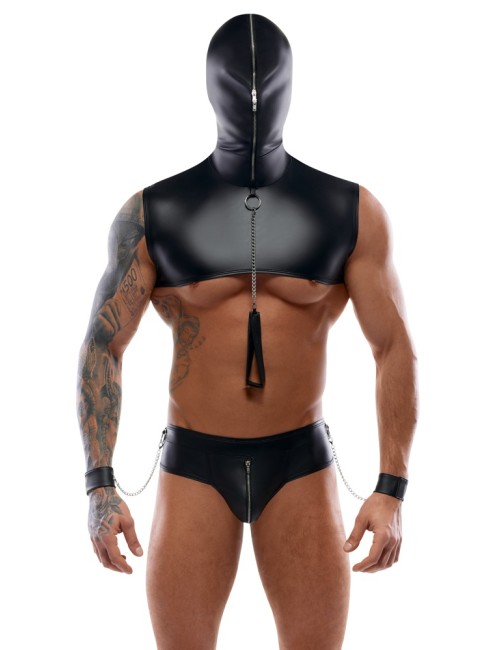 Ensemble bondage Svenjoyment noir avec capuche et accessoires