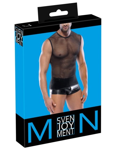 T-shirt résille noir Svenjoyment à col rond homme