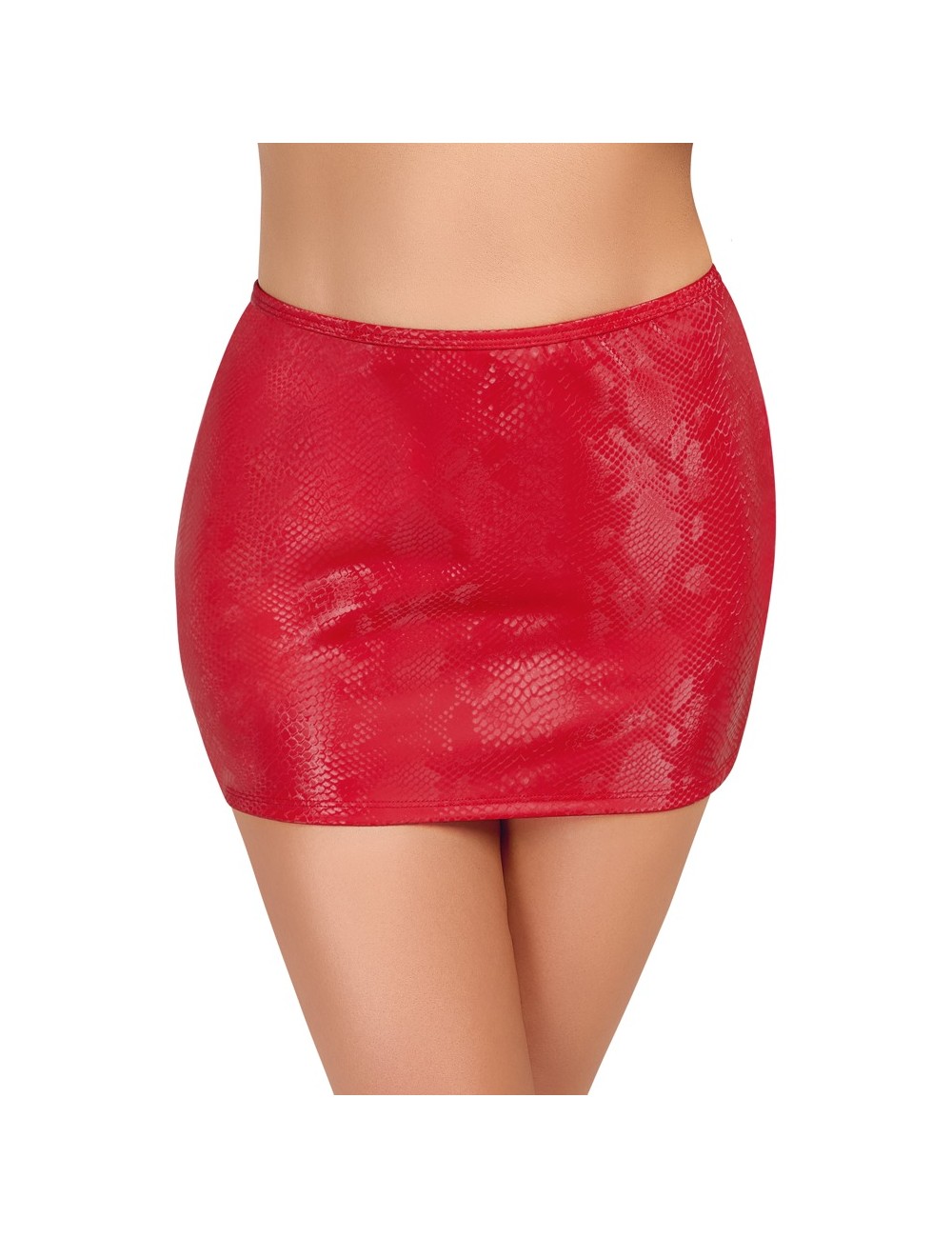 Cottelli PARTY – Jupe Courte Effet Peau de Serpent Rouge