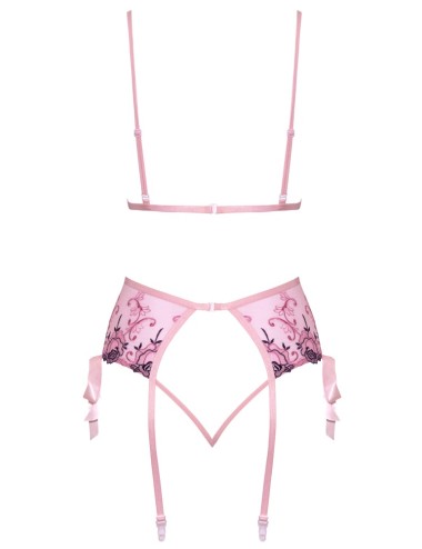 Ensemble lingerie Kissable rose floral 3 pièces sexy et élégant