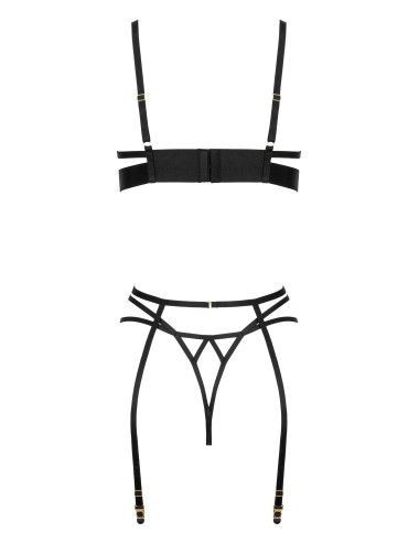 Ensemble lingerie sexy Kotek noir 3 pièces dentelle femme