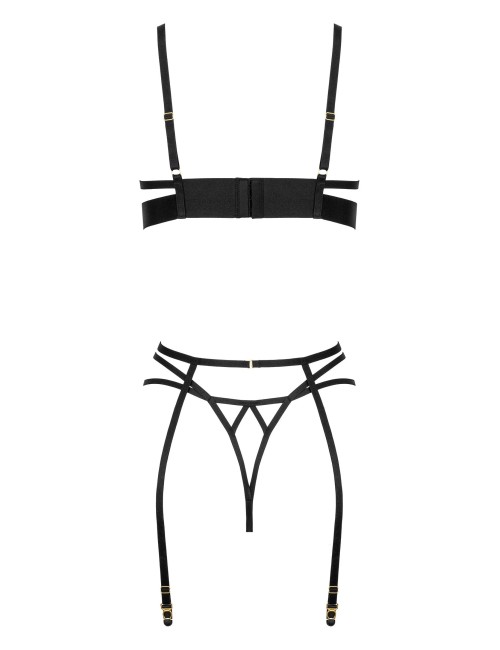 Ensemble Dessous 3 Pièces en Dentelle Noire – Kotek