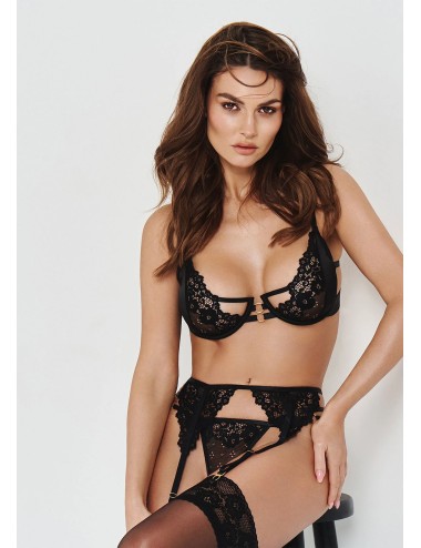 Ensemble lingerie sexy Kotek noir 3 pièces dentelle femme