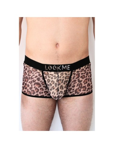 Boxer en résille imprimé léopard