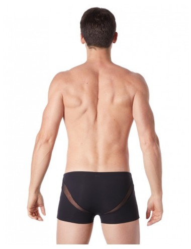 Boxer noir sexy avec fine résille en V