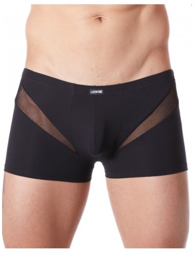 Boxer noir sexy avec fine résille en V