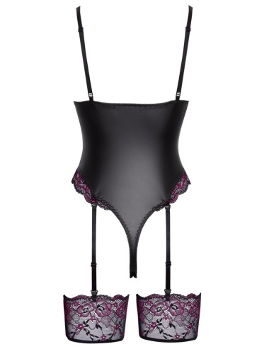 Body porte-jarretelles Cottelli dentelle rose et noire