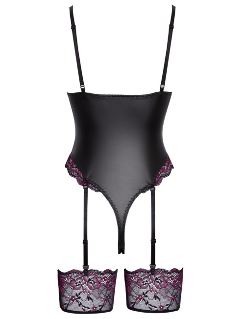 Body porte-jarretelles Cottelli LINGERIE en dentelle rose et noire