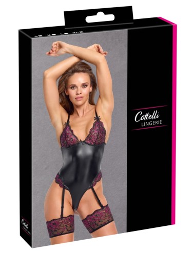 Body porte-jarretelles Cottelli dentelle rose et noire