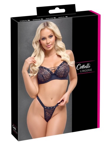 Ensemble Cottelli LINGERIE dentelle noire avec œillets
