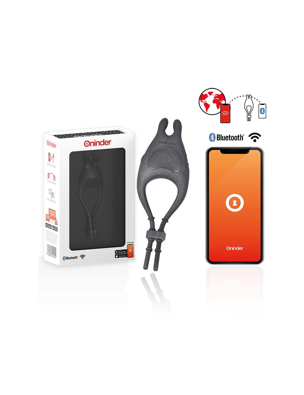 ONINDER - ANNEAU VIBRATEUR RÉGLABLE RECHARGEABLE PAMPA AVEC STIMULATEUR DE CLITORIS 10 VITESSES - APPLICATION GRATUITE