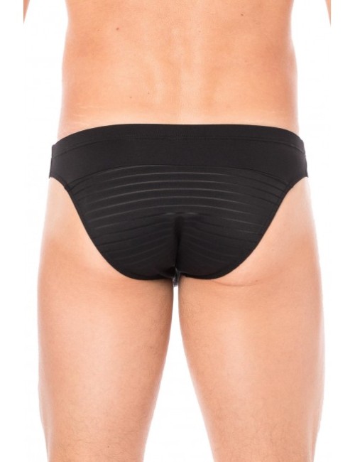 Slip noir rayé opaque et transparent