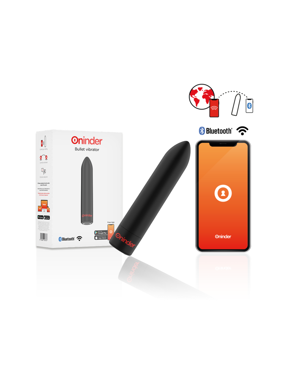 ONINDER BERLIN Vibromasseur bullet noir 8,5 cm avec 9 modes et application gratuite