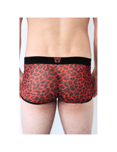 Boxer en résille imprimé léopard rouge