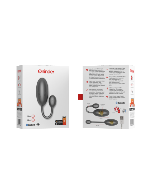 ONINDER TOKYO Œuf Vibrant Noir 7,5 x 3,2 cm avec Application Gratuite